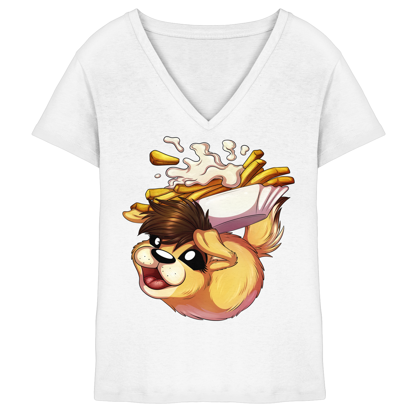 LupiArts Happy - Ladies V-Neck Shirt