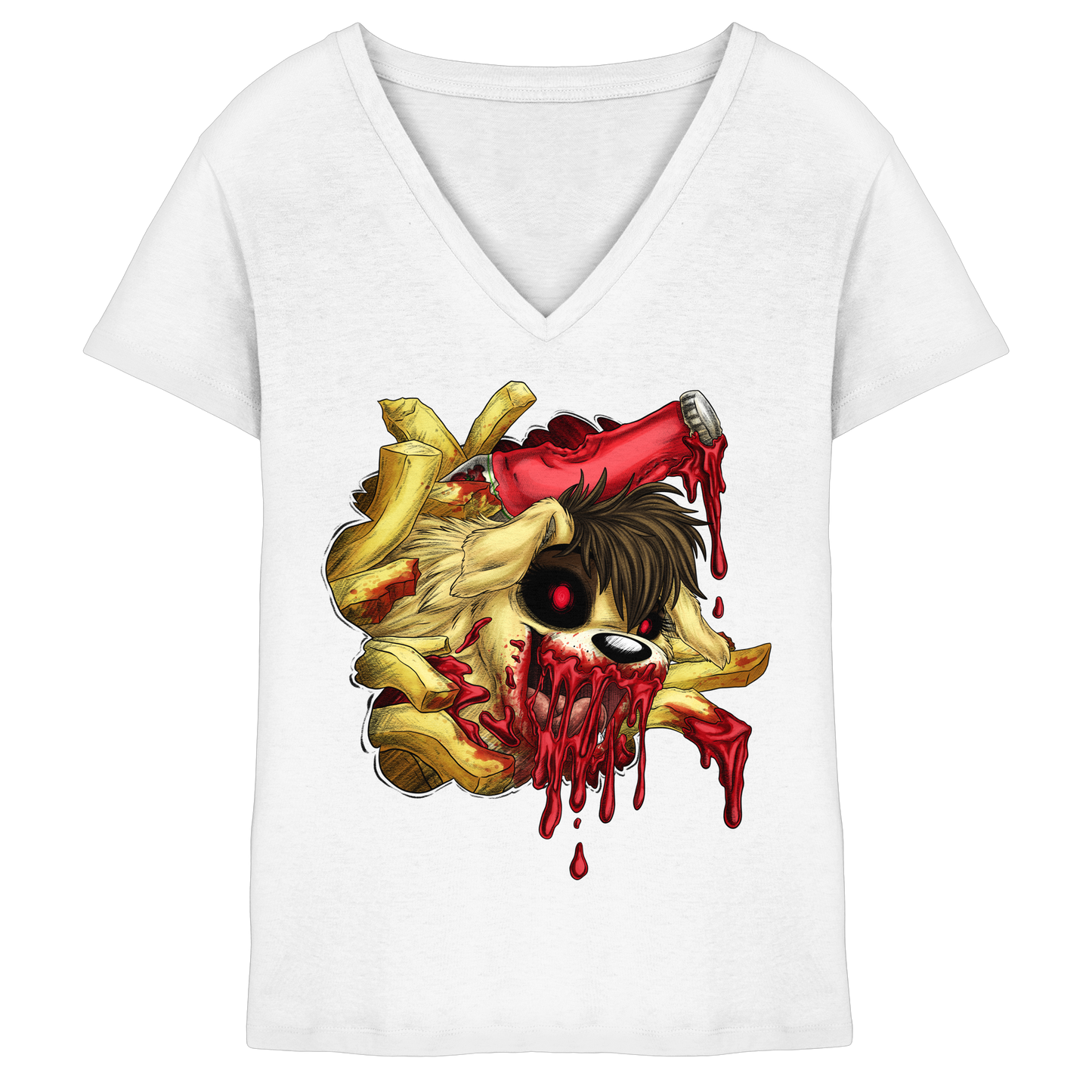 LupiArts Ketchup - Ladies V-Neck Shirt
