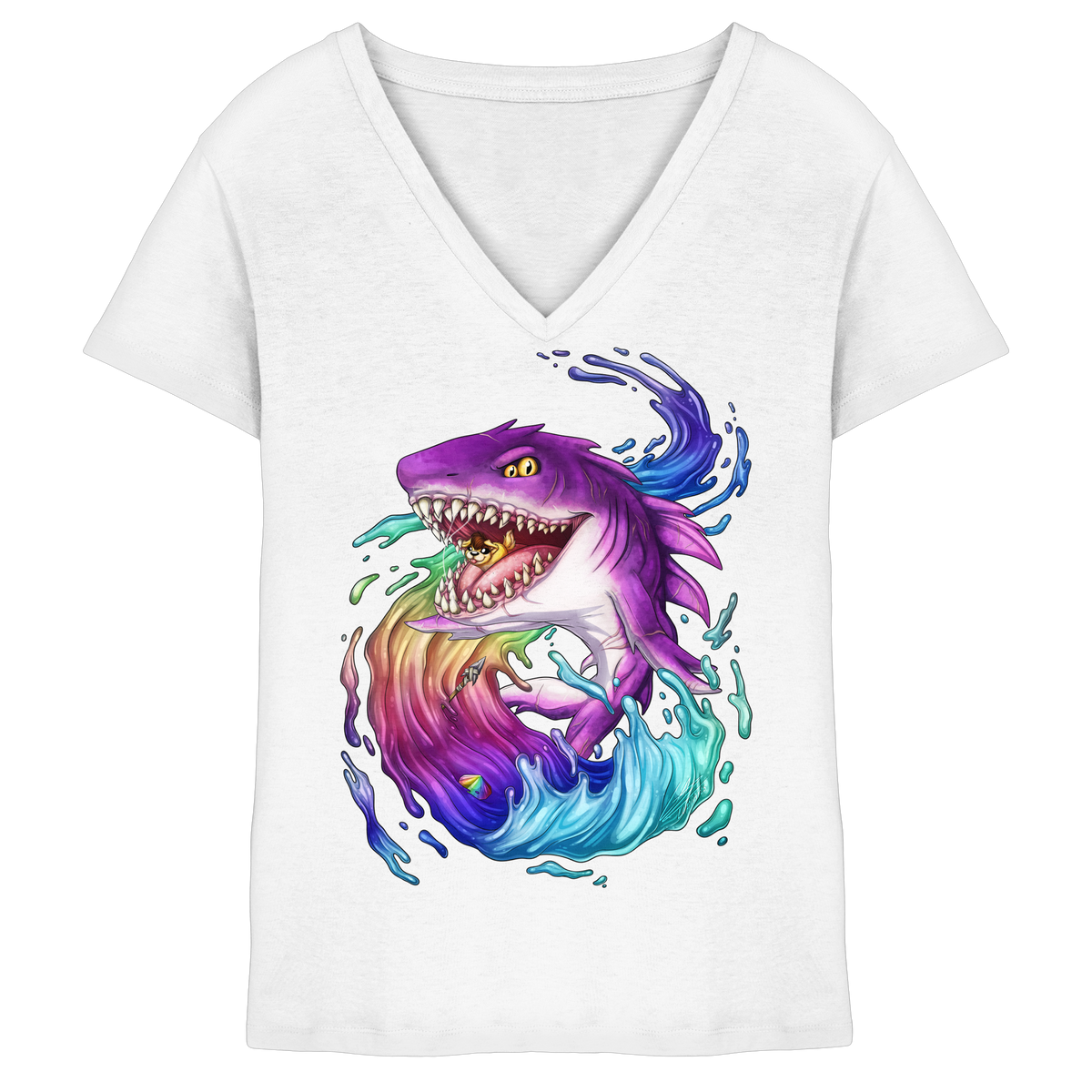 LupiArts Megalodon Crested - Ladies V-Neck Shirt