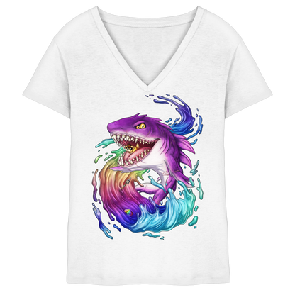 LupiArts Megalodon Crested - Ladies V-Neck Shirt