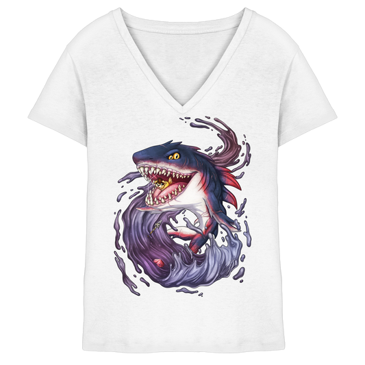 LupiArts Megalodon Shadowmaw - Ladies V-Neck Shirt