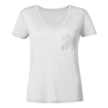 Miss_Moogle Logo Outline - Ladies V-Neck Shirt