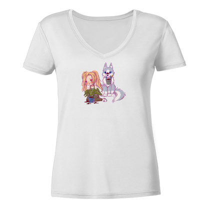 StaceyLucia Wolf Chibi - Ladies V-Neck Shirt