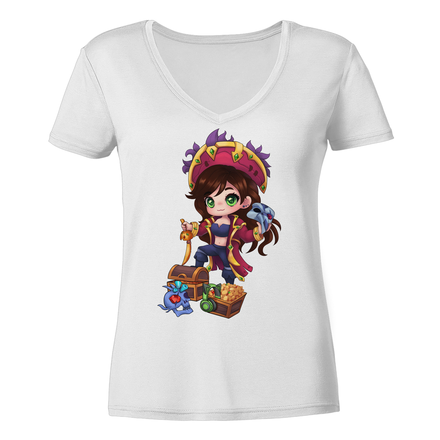KykyNeko Pirat - Ladies V-Neck Shirt