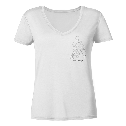 Miss_Moogle Logo Sign - Ladies V-Neck Shirt