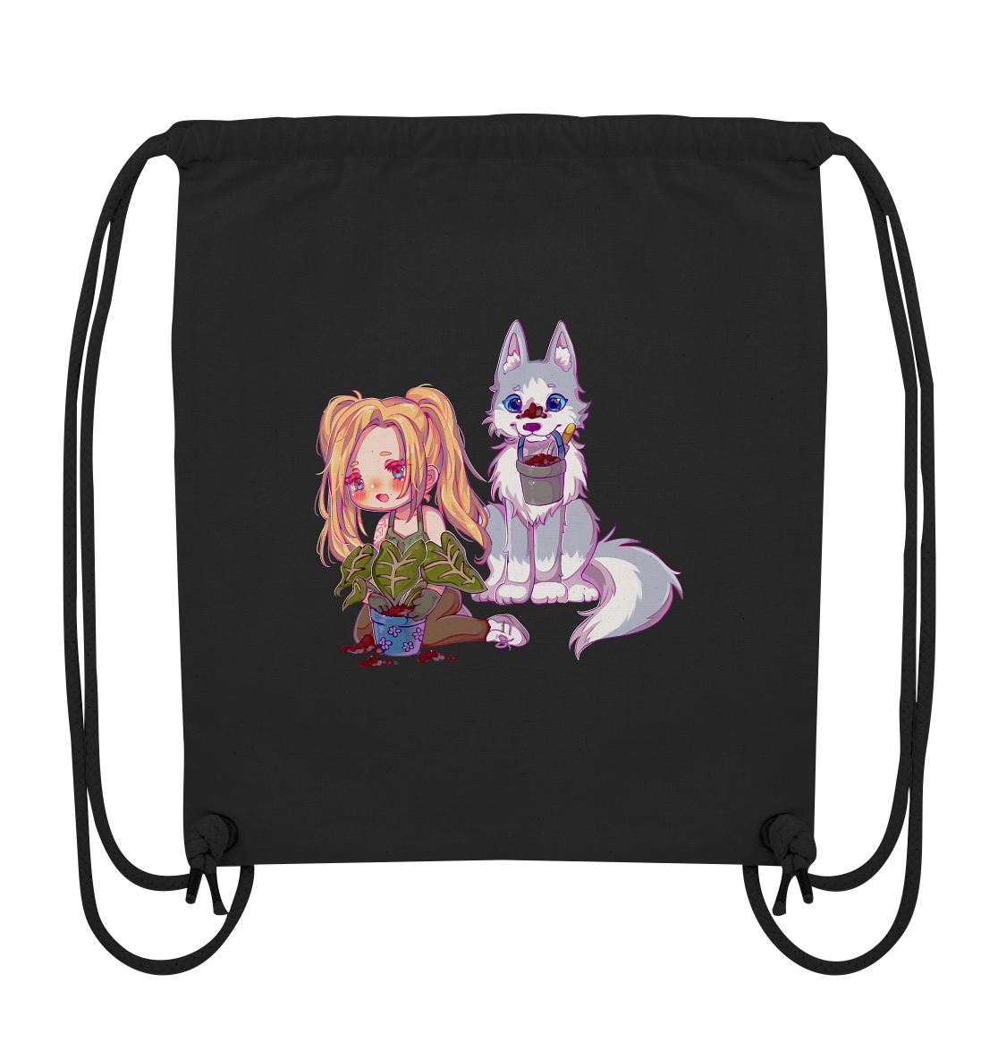StaceyLucia Wolf Chibi - Organic Gym-Bag