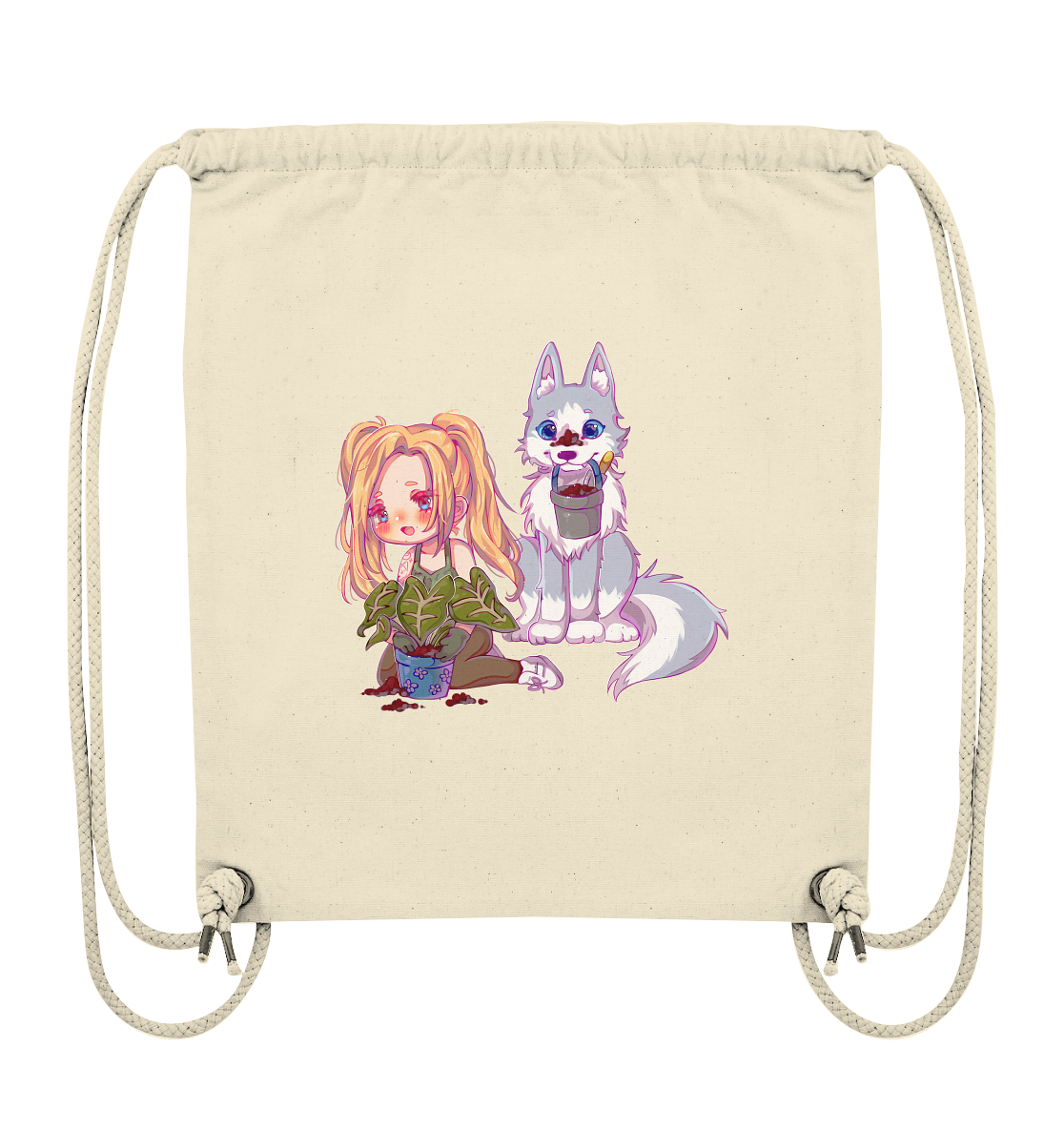 StaceyLucia Wolf Chibi - Organic Gym-Bag